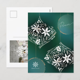 Business Floral Ornament Non-Photo Holiday Postcard