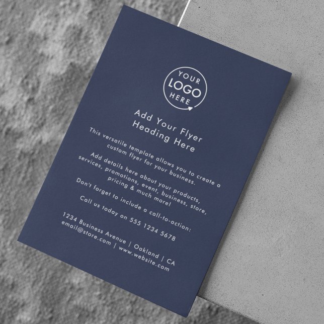 Business Flyer | Navy Blue Logo Advertising Flyers (Create your own unique flyer design with this easy to use template)