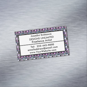 Business Geometric Purple Blue Magnetic Business Card