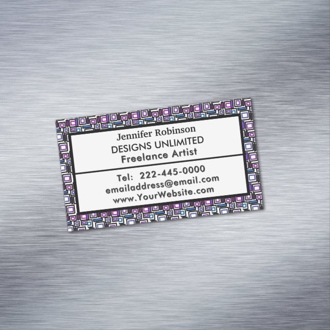 Business Geometric Purple Blue Magnetic Business Card (In Situ)