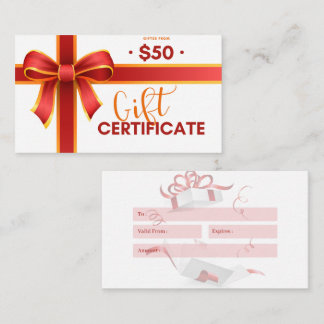 Business gift certificate