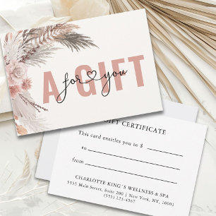 BUSINESS GIFT CERTIFICATE BOHO