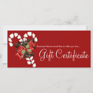Business Gift Certificate Candy Canes & Red Bow