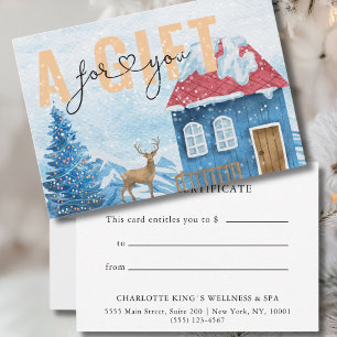 BUSINESS GIFT CERTIFICATE Christmas Snow Pattern