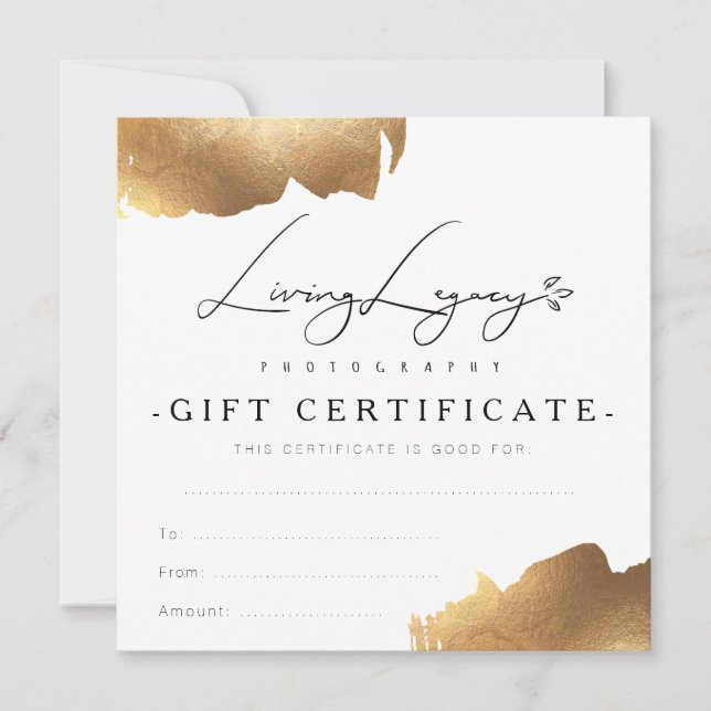BUSINESS GIFT CERTIFICATE | Gold Brush Minimalist (Front)