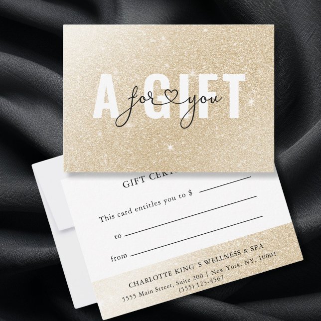 BUSINESS GIFT CERTIFICATE | Gold Glitter (GESCHÄFTSGESCHENKZERTIFIKAT | Gold Glitter. Add a touch of glamour to your business offerings wi)