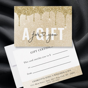 BUSINESS GIFT CERTIFICATE Gold Glitter Drop