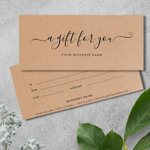 Business Gift Certificate Kraft paper rustic