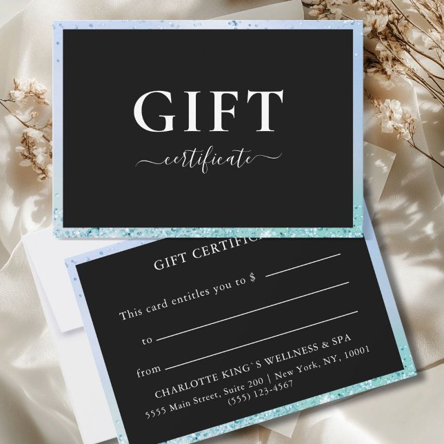 BUSINESS GIFT CERTIFICATE | MODERN | GLITER (BUSINESS GIFT CERTIFICATE | MODERN |GLITTER BLUE GREEN SILVER)