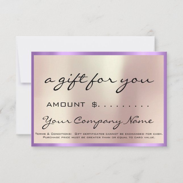 Business Gift Certificate Purple  Pearl Logo (Front)