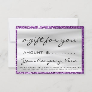 Business Gift Certificate Purple Rose Grey Logo