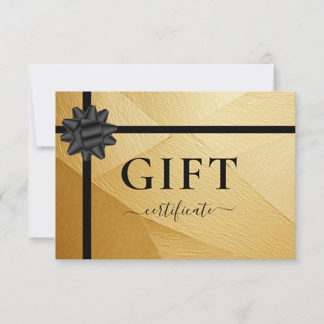 BUSINESS GIFT CERTIFICATE | Ribbon | Gold (Front)