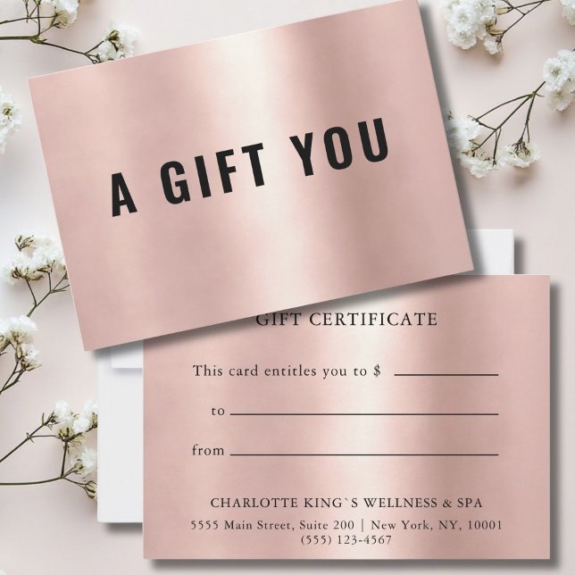 BUSINESS GIFT CERTIFICATE | Rosegold (Personalized BUSINESS GIFT CERTIFICATE | rosegold. Modern minimal, luxury.)