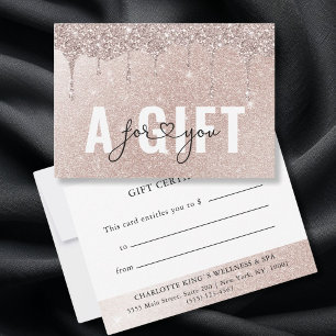 BUSINESS GIFT CERTIFICATE   Rosegold Glitter Drop