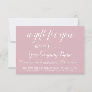 Business Gift Certificate Social Pink Logo Powder