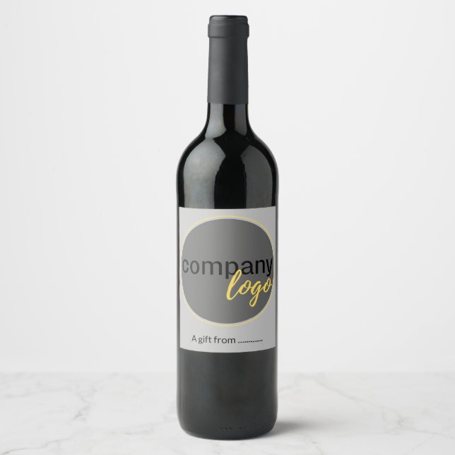 BUSINESS GIFT COMPANY LOGO TEMPLATE CUSTOM TEXT  WINE LABEL (Front)
