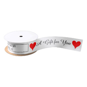 Business Gift Thank You Red Hearts Satin Ribbon