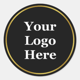 Business Gold and Black Your Logo Here Template Classic Round Sticker