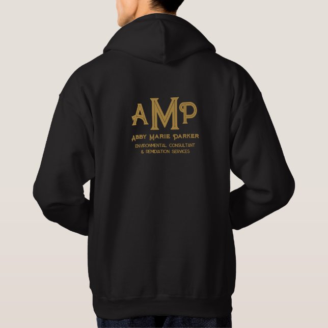 Business Gold Monogram Employee Name Hoodie (Back)