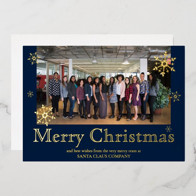 Business Golden Holiday Card with custom photo (Front/Back)