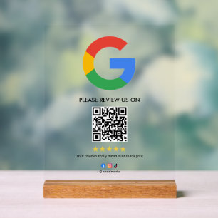 Business Google Review Tabletop Sign l QR Code