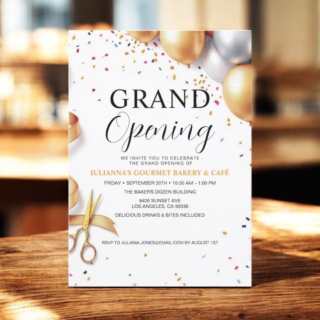 Business Grand Opening Balloons & Ribbon Cutting  Invitation (Creator Uploaded)