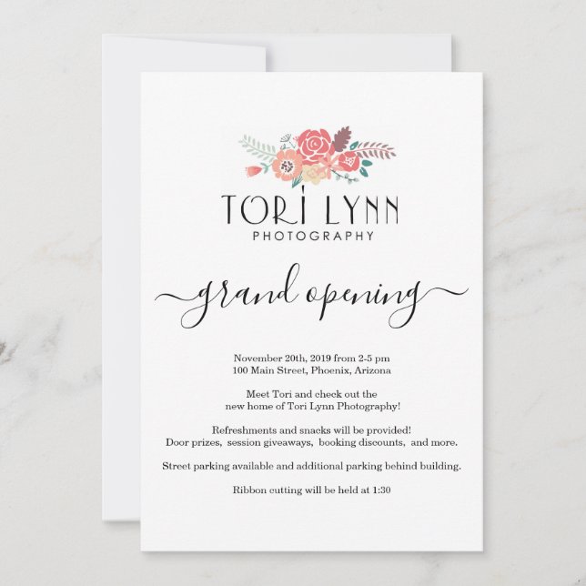 Business Grand Opening Invitation - Add Logo (Front)