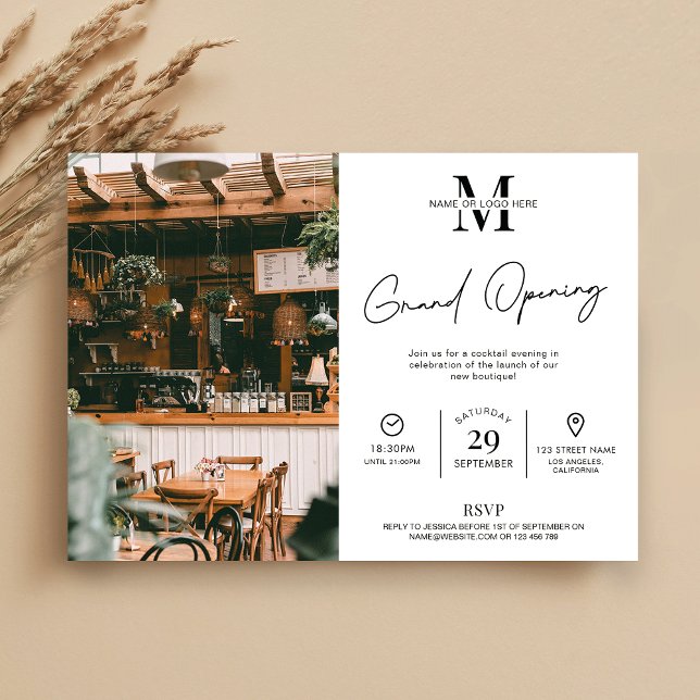Business Grand Opening Minimalist Modern Photo Invitation (Minimalist photo invite for your Business Grand Opening Event)