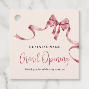 Business Grand Opening Modern Red Ribbon Favour Tags