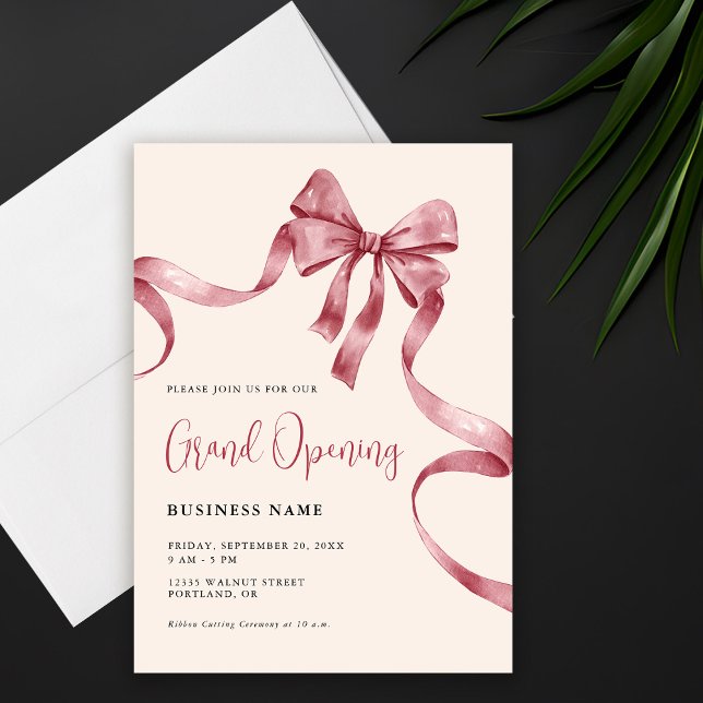 Business Grand Opening Modern Ribbon Invitation (Creator Uploaded)