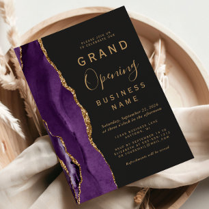 Business Grand Opening Purple Gold Agate Dark Invitation