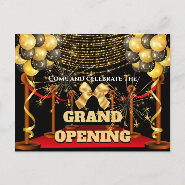 Business grand opening red carpet sparklers VIP Announcement Postcard (Front)