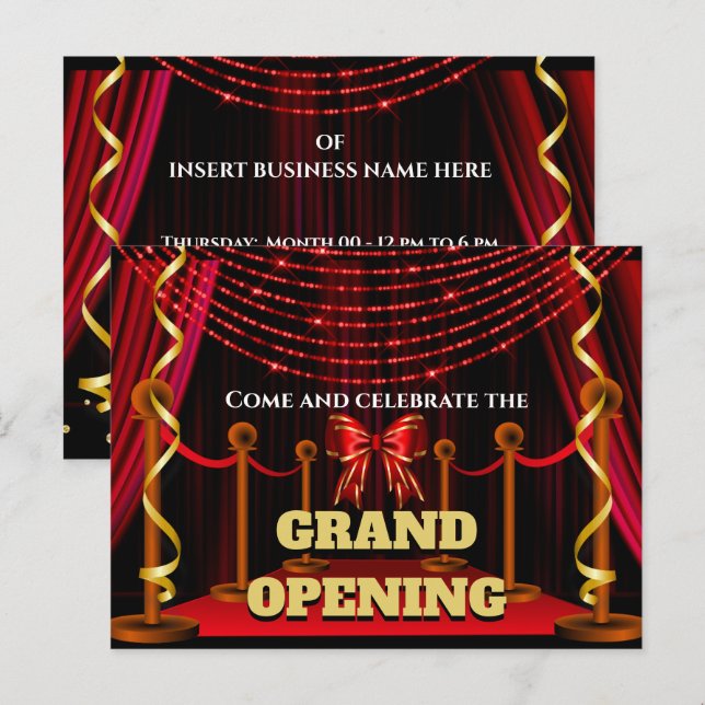 Business grand opening red curtain VIP red carpet Announcement Postcard (Front/Back)