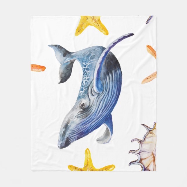 Business Graph Whale: Candlestick Chart Fleece Blanket (Front)