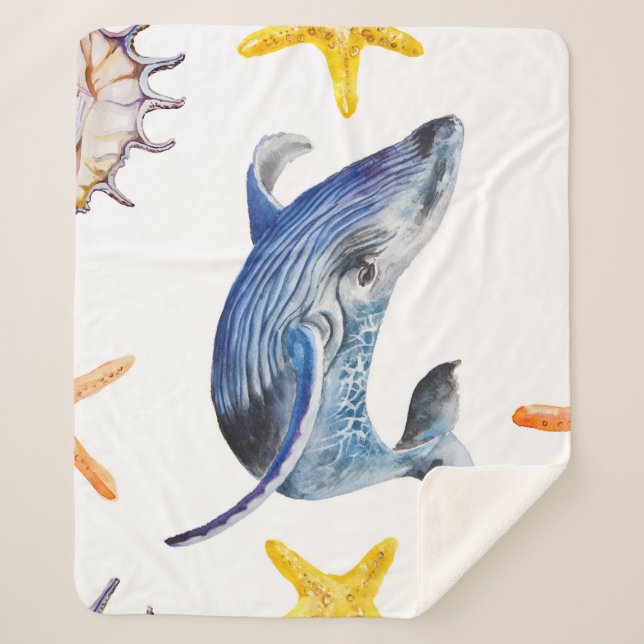 Business Graph Whale: Candlestick Chart Sherpa Blanket (Front)