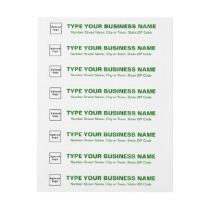 Business Green Texts on White Return Address Wrap Around Label