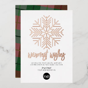 Business Greeting White Plaid Warmest Wishes Rose