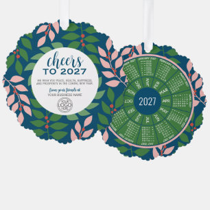 Business Greeting with Logo and 2027 Calendar Tree Decoration Card