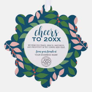 Business Greeting with Logo - Cheers Holiday Tree Decoration Card