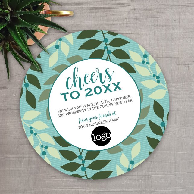 Business Greeting with Logo Cheers to the New Year Holiday Card (Cheers to the New Year - Holiday Greeting Cards)