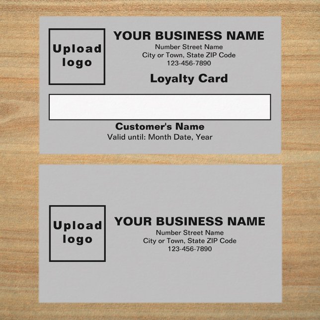Business Grey Flat Loyalty Card (Front and back sides of gray loyalty card. Loyalty card for your loyal customers.)
