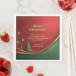 Business Group Name Message Red Christmas Party Napkin