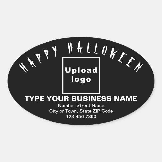 Business Halloween Black Oval Sticker (Front)