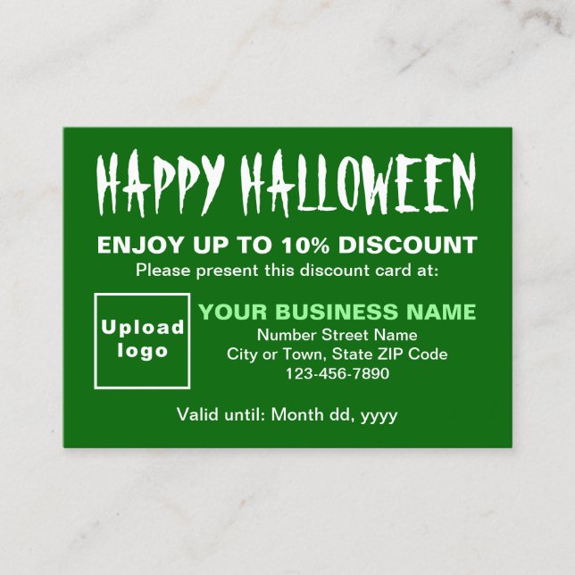 Business Halloween Green Discount Card (Front)