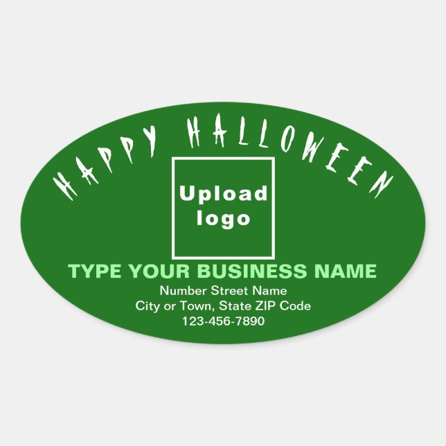Business Halloween Green Oval Sticker (Front)