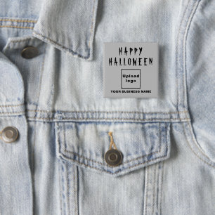 Business Halloween Greeting Gray Square Button
