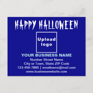 Business Halloween Greeting on Blue Postcard