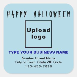 Business Halloween Light Blue Square Sticker