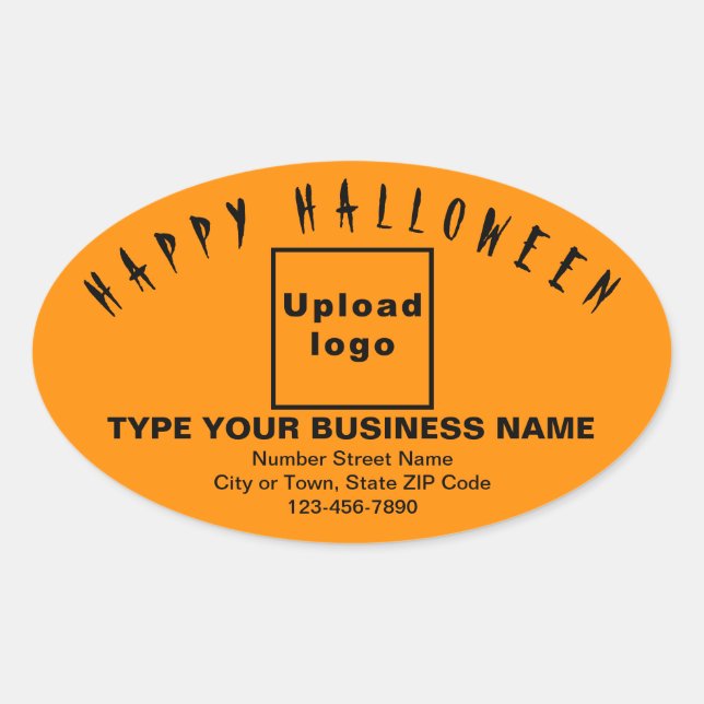 Business Halloween Orange Oval Sticker (Front)