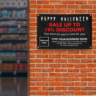 Business Halloween Sale on Black Rectangle Banner